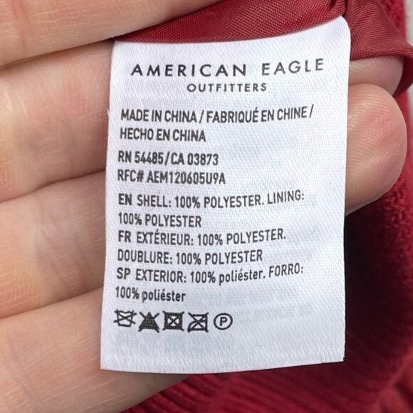 American Eagle Fuzzy Sherpa Jacket Rust Orange New Soft Warm Outerwear Size XS - Picture 6 of 8